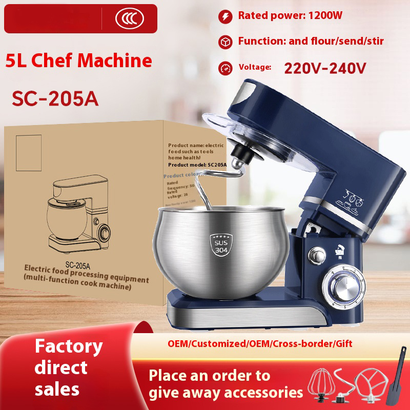 5L Chef Machine Multi functional and Noodle Kneading Machine Fully Automatic Whip Cream, Stir Noodles, and Live Dough Machine