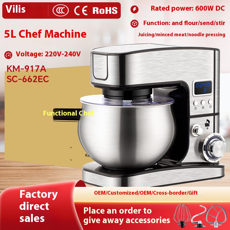Home Multi functional 5L Chef Machine Intelligent Timer Fully Automatic Noodle Maker Home Desktop Egg Beater